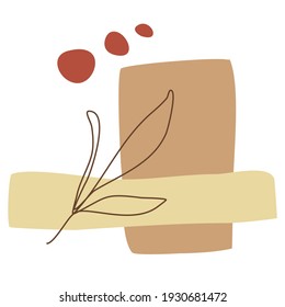 Continuous Line Drawing Flower with abstract composition geometric figures natural tones for print, beauty, organic, etc. Sketch of Flowers Isolated Ink Line in trendy  style. Vector Illustration. 