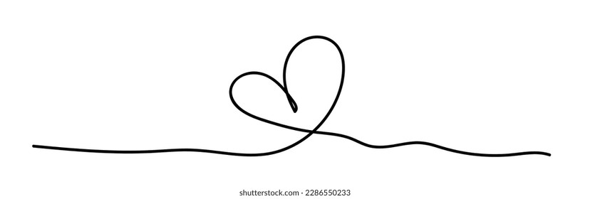 Continuous Line Drawing Flower. Black Sketch. Floral One Line Illustration. Minimal illustration from thin black line for tattoo or logo. Vector EPS 10.