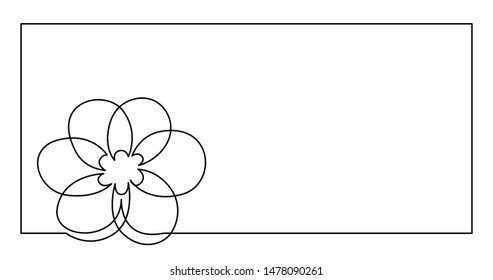 continuous line drawing of flower greetings card design