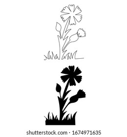 continuous line drawing of a flower growing
