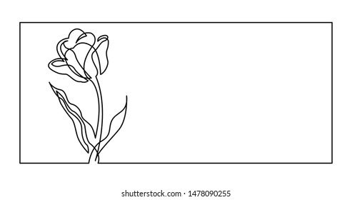 continuous line drawing of flower invitation card design