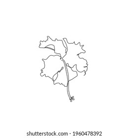 Continuous line drawing of flower, object one line, single line art icon, vector illustration