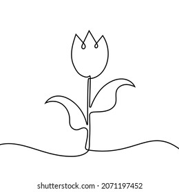 Continuous line drawing of flower. Flower one line icon. One line drawing background. Vector illustration. Flower black icon
