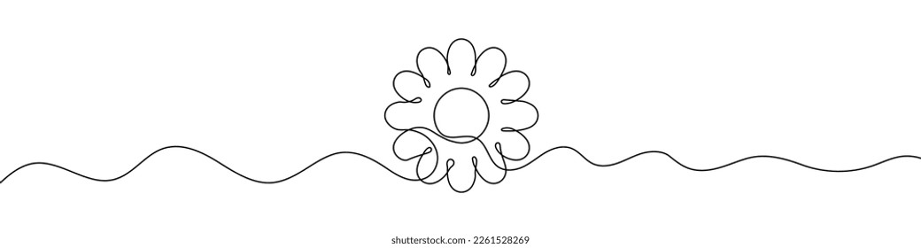 Dibujo continuo de flor. Icono de una línea de flor. Fondo de dibujo de una línea. Ilustración vectorial. Icono negro de flores