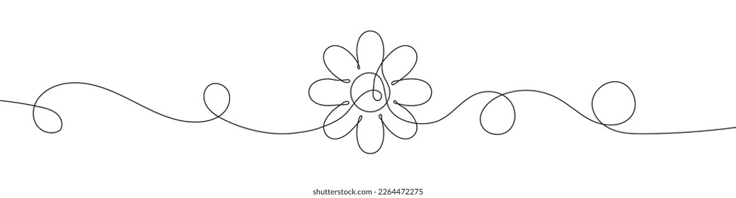 Durchgehende Linienzeichnung der Blume. Blume ein Zeilensymbol. Ein zeilenträchtiger Hintergrund. Vektorgrafik. Blumenschwarz-Symbol