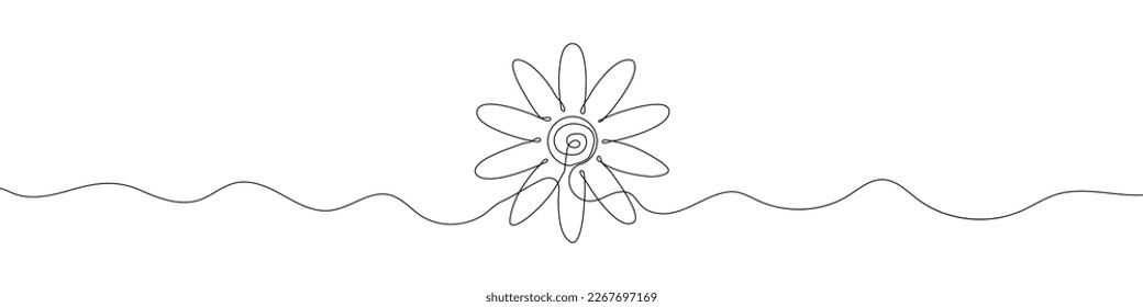 Dibujo continuo de flor. Icono de una línea de flor. Fondo de dibujo de una línea. Ilustración vectorial. Icono negro de flores