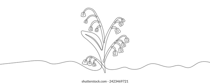 Continuous line drawing of flower. One line drawing background. Vector illustration. Single line plant icon.
