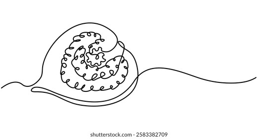 Continuous line drawing of a flower in a pot. Beautiful flower Isolated on a white background. Vector illustration, Single one line drawing whole healthy organic figs for orchard logo identity fresh.