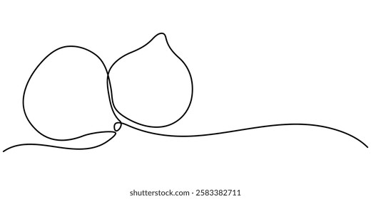 Continuous line drawing of a flower in a pot. Beautiful flower Isolated on a white background. Vector illustration, Single one line drawing whole healthy organic figs for orchard logo identity fresh.