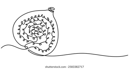 Continuous line drawing of a flower in a pot. Beautiful flower Isolated on a white background. Vector illustration, Single one line drawing whole healthy organic figs for orchard logo identity fresh.