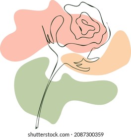 kontinuierliche Linienzeichnung. Blume, Vektorgrafik-Logo einer Linie. Minimalistische Konturzeichnung Monoline. Kontinuierliche Linienarbeit für Banner, Buchdesign, Web-Illustration.