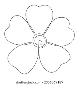 Continuous line drawing flower. Vector illustration isolated on white.