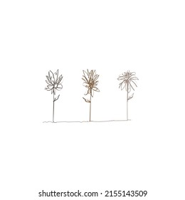 Continuous line drawing. Flowering tree logo. Illustration icon vector