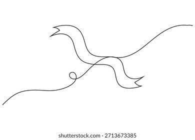 Continuous line drawing of a flowing ribbon banner with elegant curves and a simple design
