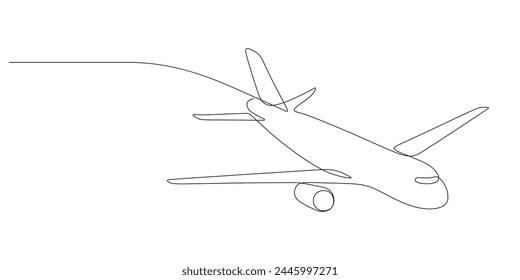 dibujo de línea continua de ruta de avión volador Ilustración vectorial de minimalismo para decoración, fondo, espacio de copia, etc