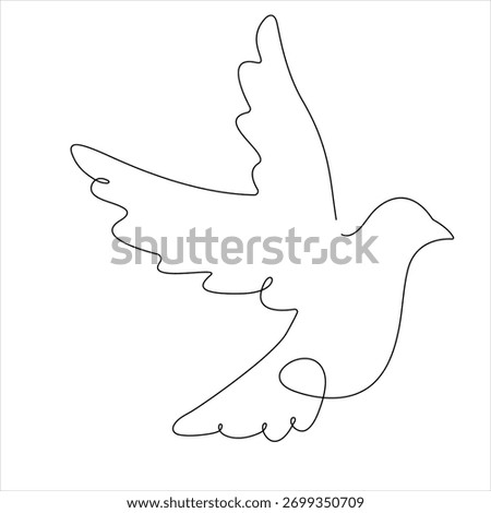 Continuous line drawing of flying bird minimalist bird pigeon outline style illustration