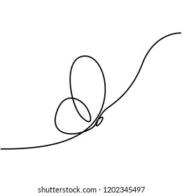 Continuous line drawing Flying Butterfly.  Vector illustration.