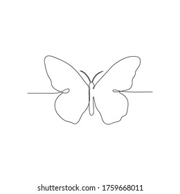 Continuous line drawing of Flying butterfly image elements for logos or decorative elements. Vector illustration of various shapes of butterfly with a trendy outline style.