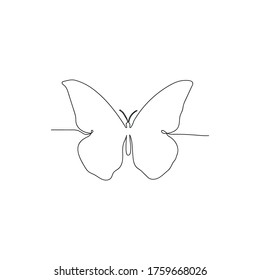 Continuous line drawing of Flying butterfly image elements for logos or decorative elements. Vector illustration of various shapes of butterfly with a trendy outline style.