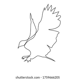 Continuous line drawing of flying eagle. American symbol of freedom isolated on white background