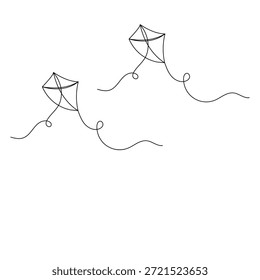 Dibujo de línea continuo de una cometa voladora con un Vector de cola largo
