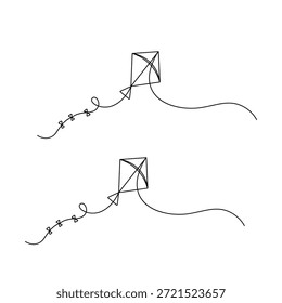Dibujo de línea continuo de una cometa voladora con un Vector de cola largo
