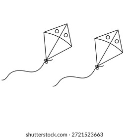Dibujo de línea continuo de una cometa voladora con un Vector de cola largo
