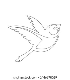 continuous line drawing of flying little bird