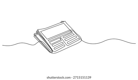 Dibujo de línea continua de un periódico doblado, un dibujo de línea Pila de periódicos, Arte de línea continua de periódicos y Ilustración vectorial de Noticias,