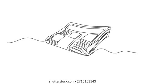 Dibujo de línea continua de un periódico doblado, un dibujo de línea Pila de periódicos, Arte de línea continua de periódicos y Ilustración vectorial de Noticias,