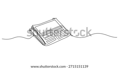 Continuous Line Drawing of a Folded Newspaper,one line drawing Stack of news newspapers,Continuous Line Art of Newspapers and News vector illustration,