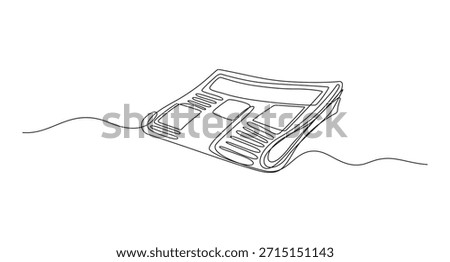 Continuous Line Drawing of a Folded Newspaper,one line drawing Stack of news newspapers,Continuous Line Art of Newspapers and News vector illustration,