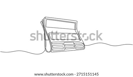 Continuous Line Drawing of a Folded Newspaper,one line drawing Stack of news newspapers,Continuous Line Art of Newspapers and News vector illustration,