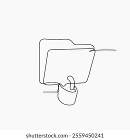 continuous line drawing folder locked with padlock illustration