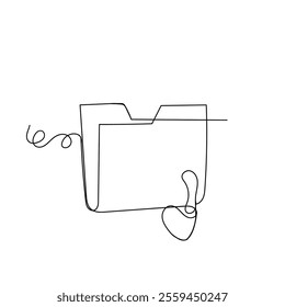 continuous line drawing folder locked with padlock illustration
