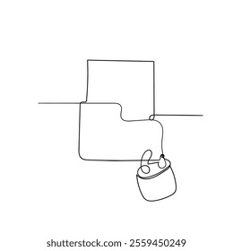 continuous line drawing folder locked with padlock illustration