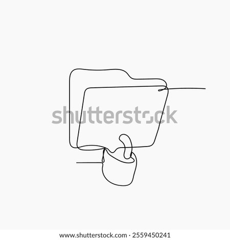 continuous line drawing folder locked with padlock illustration