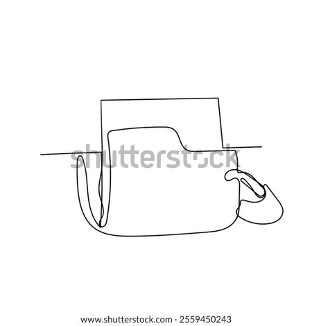 continuous line drawing folder locked with padlock illustration