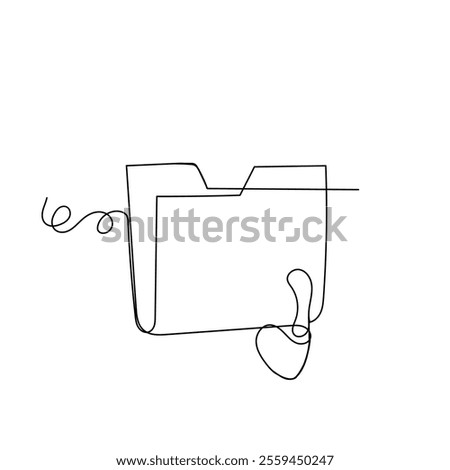 continuous line drawing folder locked with padlock illustration