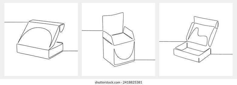 Continuous line drawing of food cardboard box vector illustration