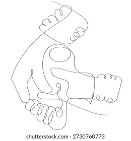 kontinuierliche Linie Zeichnung Fuß Massage Illustration Vektor zurück und mit