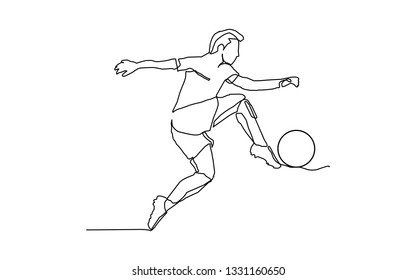 Continuous Line Drawing Football Player Sports Stock Vector (Royalty ...