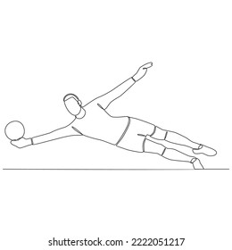 Continuous Line Drawing Football Player Vector Line Art Illustration