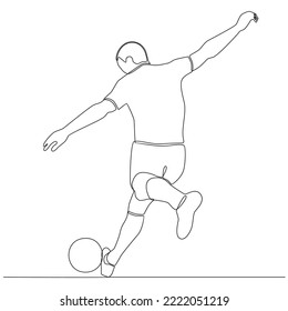 Continuous Line Drawing Football Player Vector Line Art Illustration