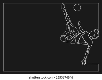 continuous line drawing of football players sports concept vector health illustrations