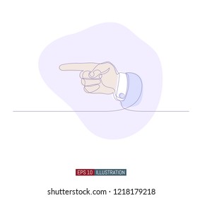 Continuous line drawing of forefinger. Vector illustration. Element for you design works.