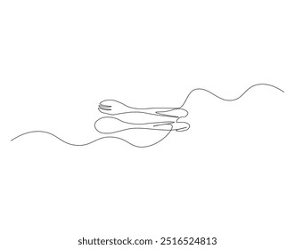 Continuous line drawing of fork and spoon. Cooking, kitchen and table manner concept vector illustration.
