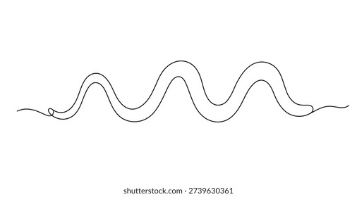 Continuous line drawing forming abstract waves in digital space with smooth curving energy