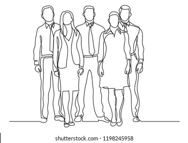 Continuous Line Drawing Four Business Professionals Stock Vector ...