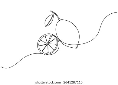 Continuous line drawing of four lemons on white